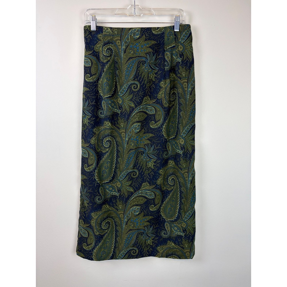 Vintage Harve Benard Maxi Skirt 10 Green Paisley Dark Academia Forest Fairy